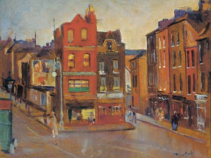 DUBLIN STREET SCENE by Maurice MacGonigal PRHA HRA HRSA (1900-1979) at Whyte's Auctions