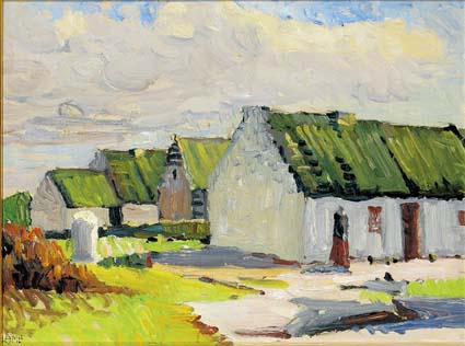 GREEN ROOFED COTTAGE AND FARM BUILDINGS by Charles Vincent Lamb RHA RUA (1893-1964) RHA RUA (1893-1964) at Whyte's Auctions