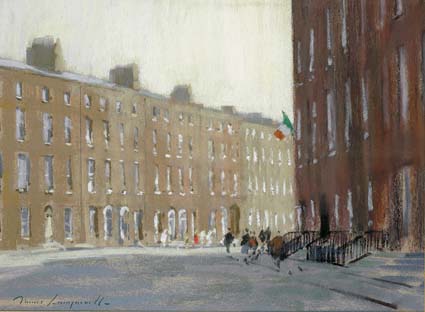 PEMBROKE PLACE, DUBLIN and FITZWILLIAM STREET FROM MERRION SQUARE (A PAIR) by James Longueville PS RBSA (b.1943) at Whyte's Auctions