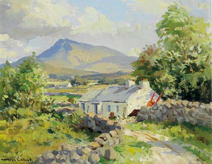 MOUNTAIN LANDSCAPE WITH COTTAGES by Maurice Canning Wilks RUA ARHA (1910-1984) RUA ARHA (1910-1984) at Whyte's Auctions