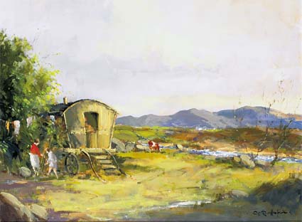 GYPSY CARAVAN NEAR DUNLEWY, COUNTY DONEGAL by George K. Gillespie RUA (1924-1995) at Whyte's Auctions
