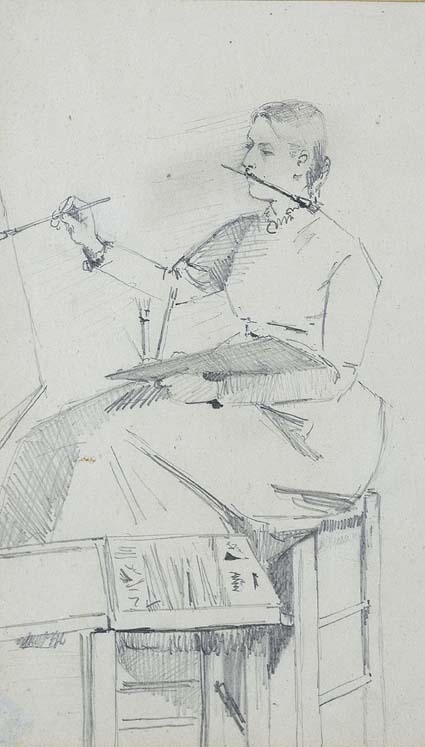 AN ARTIST SEATED AT HER EASEL by Edith Oenone Somerville (1858-1949) (1858-1949) at Whyte's Auctions
