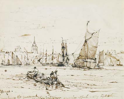 HAY BARGE OFF GRAVESEND by Edwin Hayes RHA RI ROI (1819-1904) at Whyte's Auctions