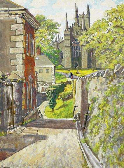 DOWN CATHEDRAL AND SOUTHWELL SCHOOL, DOWNPATRICK by Patric Stevenson PPRUA (1909-1983) at Whyte's Auctions