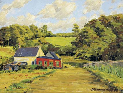 FARM BY A RIVER, COUNTY DOWN by Desmond Turner RUA (b.1923) at Whyte's Auctions