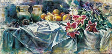 STILL LIFE WITH FRUIT AND LILIES by John Keating (b.1953) at Whyte's Auctions
