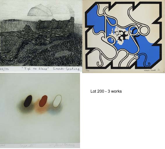 ABSTRACT IN BLUE AND BLACK (WITH TWO OTHERS) by Michael Farrell (1940-2000) and others at Whyte's Auctions