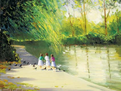 CHILDREN AT THE DUCK POND, ST. STEPHEN'S GREEN by Norman J. McCaig sold for �4,000 at Whyte's Auctions