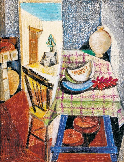 KITCHEN INTERIOR WITH VIEW OF COURTYARD AND PUMP by Arthur Armstrong RHA (1924-1996) at Whyte's Auctions