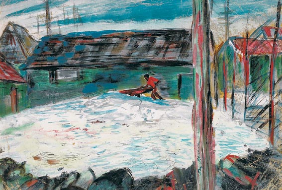 BACKYARD, WINTER by Tony O'Malley HRHA (1913-2003) at Whyte's Auctions