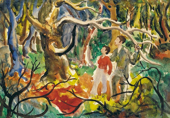YOUNG COUPLE STANDING AMIDST A FOREST by Gerard Dillon (1916-1971) at Whyte's Auctions