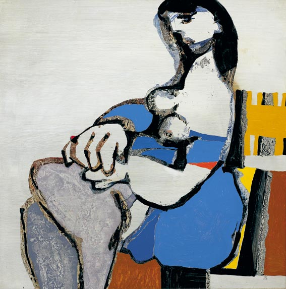SEATED WOMAN IN BLUE by Colin Middleton MBE RHA (1910-1983) MBE RHA (1910-1983) at Whyte's Auctions