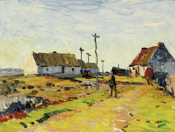COTTAGES, CARRAROE, COUNTY GALWAY by Charles Vincent Lamb RHA RUA (1893-1964) at Whyte's Auctions