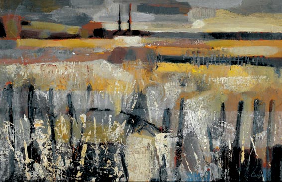 LANDSCAPE WITH POWER STATION by George Campbell RHA (1917-1979) at Whyte's Auctions