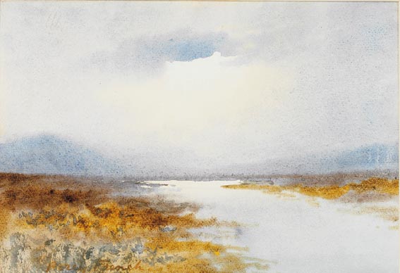 BOG LAKE WITH SUN BREAKING THROUGH CLOUDS by William Percy French (1854-1920) (1854-1920) at Whyte's Auctions