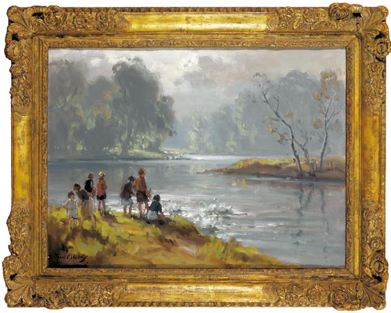 SWANS ON THE LAGAN by Frank McKelvey RHA RUA (1895-1974) at Whyte's Auctions