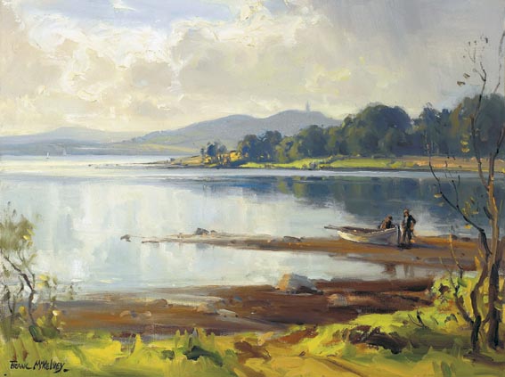 FISHERMEN ON STRANGFORD LOUGH, COUNTY DOWN by Frank McKelvey RHA RUA (1895-1974) at Whyte's Auctions