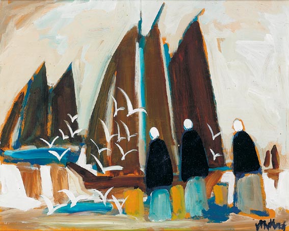 SHAWLIES, SAILBOATS AND SEAGULLS by Markey Robinson (1918-1999) at Whyte's Auctions