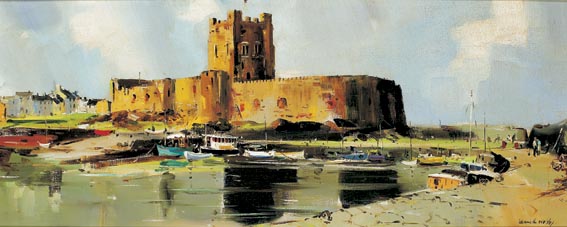 CARRICKFERGUS CASTLE AND QUAY, COUNTY ANTRIM by Kenneth Webb RWA FRSA RUA (b.1927) at Whyte's Auctions