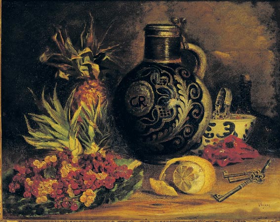 STILL LIFE WITH TANKARD, PINEAPPLE AND RED CURRANTS by William Hughes (1842-1901) at Whyte's Auctions