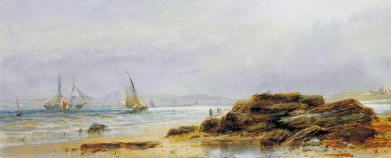 FISHING VESSELLS OFF A COAST by Edwin Hayes RHA RI ROI (1819-1904) at Whyte's Auctions