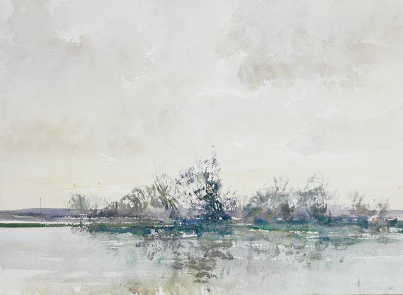MORNING FLOODS, OTHERY (SOMERSET) by Arthur K. Maderson (b.1942) (b.1942) at Whyte's Auctions