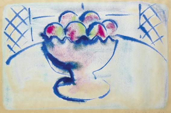 FRUIT DISH IN BLUE by Neil Shawcross MBE RHA HRUA (b.1940) at Whyte's Auctions