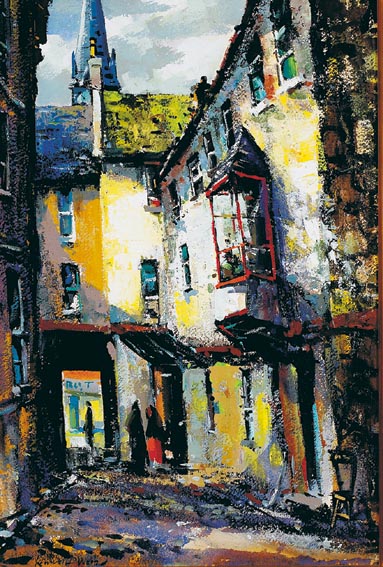 BUTTERMILK LANE, WITH ST NICHOLAS CHURCH IN THE DISTANCE, GALWAY by Kenneth Webb RWA FRSA RUA (b.1927) at Whyte's Auctions