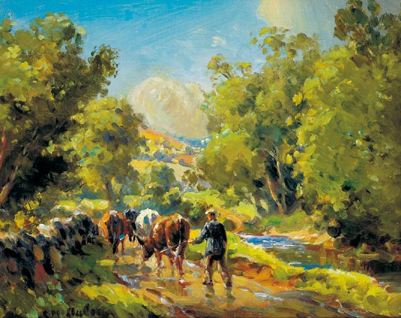 DRIVING THE COWS HOME by Charles J. McAuley RUA ARSA (1910-1999) at Whyte's Auctions