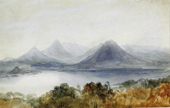 A DISTANT VIEW OF GLENGARIFF CASTLE and GLENGARIFF HARBOUR, MOUNTAINS BEYOND (A PAIR) by Andrew Nicholl RHA (1804-1886) at Whyte's Auctions