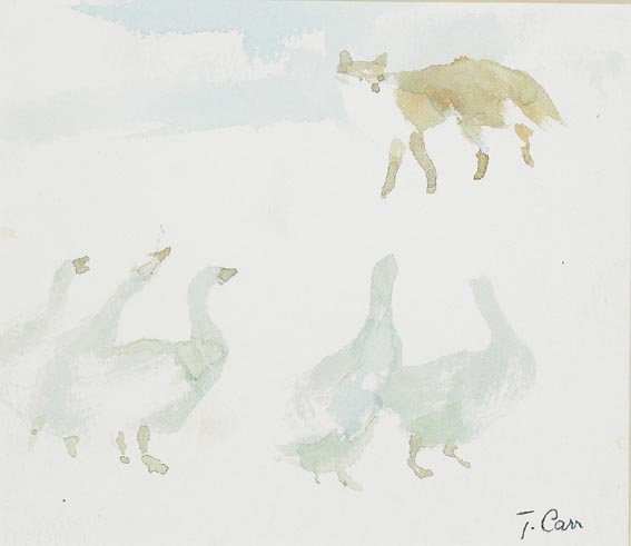 FOX AND GEESE by Tom Carr HRHA HRUA ARWS (1909-1999) at Whyte's Auctions