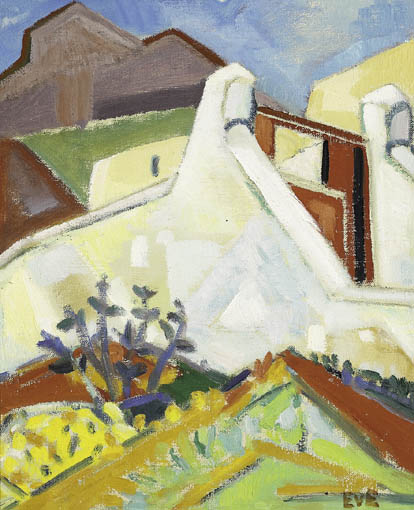 CUBIST LANDSCAPE WITH WHITE WALLED HOUSES by Ebba von Essen (Hamilton)  at Whyte's Auctions