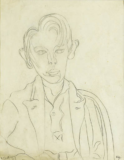 PORTRAIT OF LOUIS LE BROCQUY AS A YOUNG MAN by Anne Yeats (1919-2001) at Whyte's Auctions