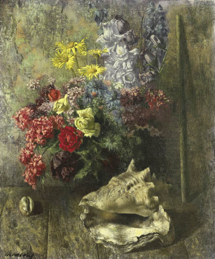 SUMMER BOUQUET AND CONCH SHELL by Patrick Hennessy RHA (1915-1980) at Whyte's Auctions