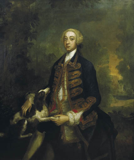 PORTRAIT OF A GENTLEMAN IN COURT DRESS WITH A DOG at Whyte's Auctions