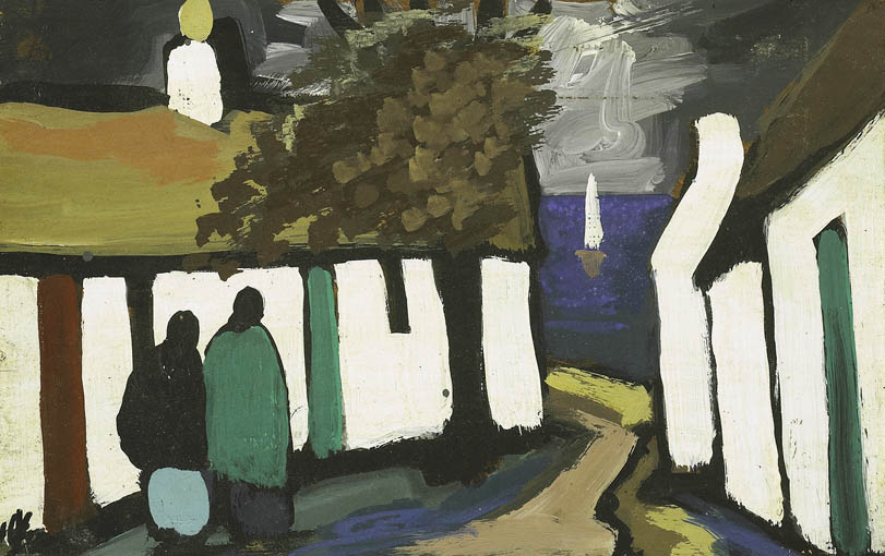 STREET SCENE IN A COASTAL VILLAGE by Markey Robinson sold for 2,600 at Whyte's Auctions