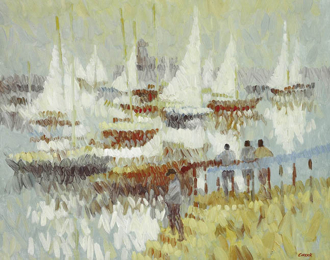 SAILING PREPARATIONS, DUN LAOGHAIRE by Desmond Carrick sold for �3,600 at Whyte's Auctions