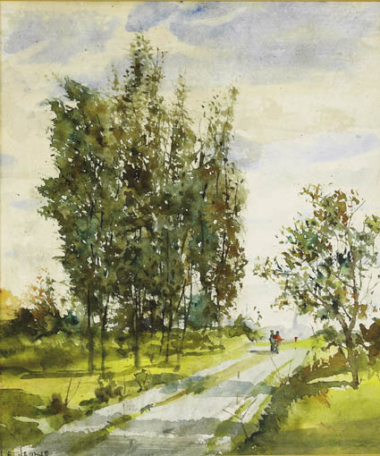FIGURES ON A COUNTRY LANE by James le Jeune RHA (1910-1983) at Whyte's Auctions