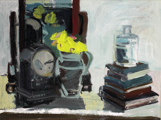 JUG OF FLOWERS AND CLOCK REFLECTED IN A MIRROR by Brian Ballard sold for �4,800 at Whyte's Auctions