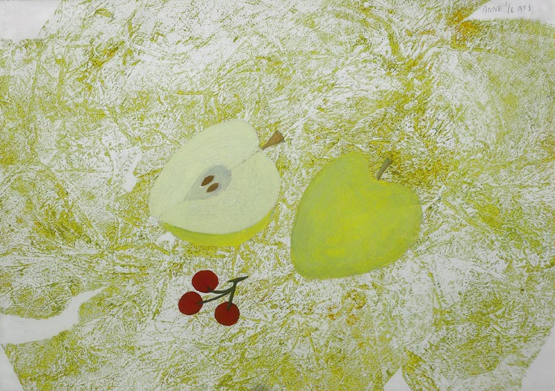 THREE CHERRIES AND ONE APPLE HALVED by Anne Yeats (1919-2001) at Whyte's Auctions