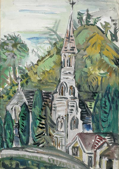 A COUNTRY CHURCH by Evie Hone sold for 5,600 at Whyte's Auctions