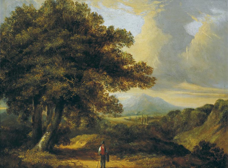 WICKLOW LANDSCAPE WITH SOLITARY FIGURE by James Arthur O'Connor (1792-1841) at Whyte's Auctions