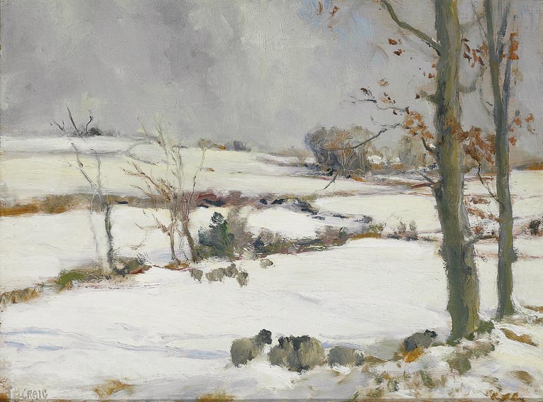 WINTER LANDSCAPE WITH SHEEP by James Humbert Craig RHA RUA (1877-1944) at Whyte's Auctions