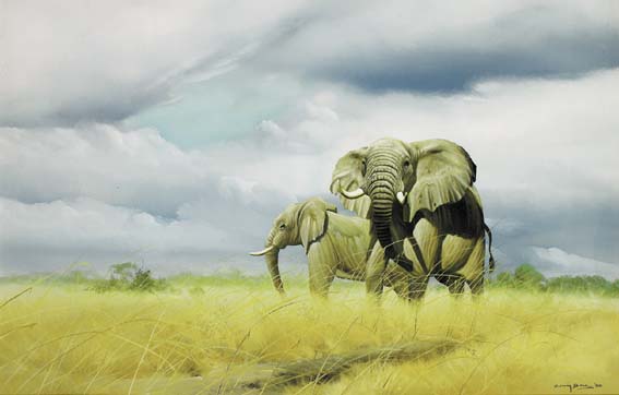 ELEPHANTS ON THE PLAIN by Craig Bone (Zimbabwean, b.1955) at Whyte's Auctions