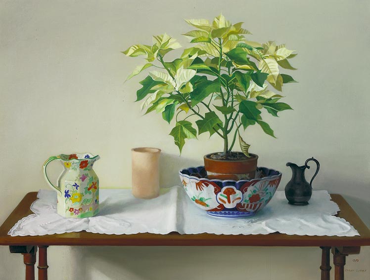 STILL LIFE WITH POINSETTIA by Carey Clarke sold for �6,800 at Whyte's Auctions