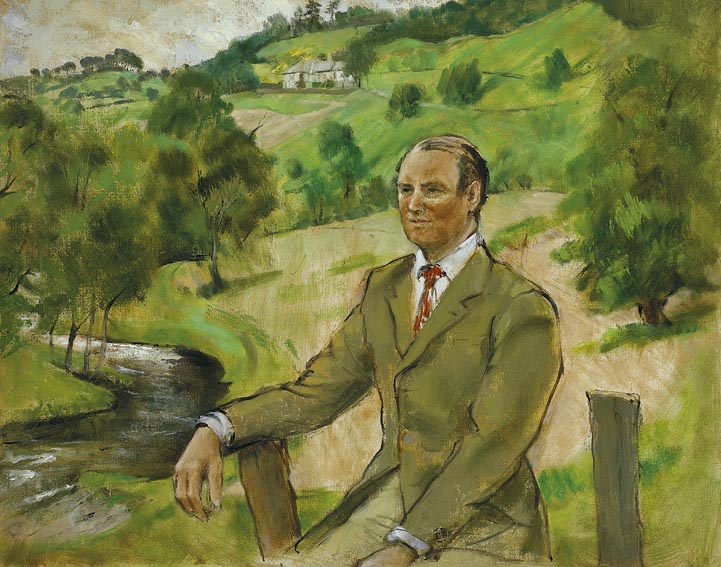 PORTRAIT OF A GENTLEMAN SEATED IN A LANDSCAPE by Derek Hill CBE HRHA (1916-2000) at Whyte's Auctions