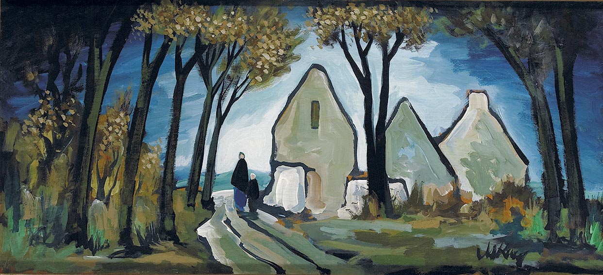 VILLAGE WITH WOMAN AND CHILD ON A PATH by Markey Robinson sold for 19,000 at Whyte's Auctions