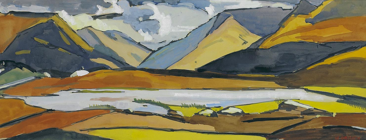 LAKE AND MOUNTAINS, COUNTY MAYO by Kitty Wilmer O'Brien RHA PWCSI (1910-1982) at Whyte's Auctions