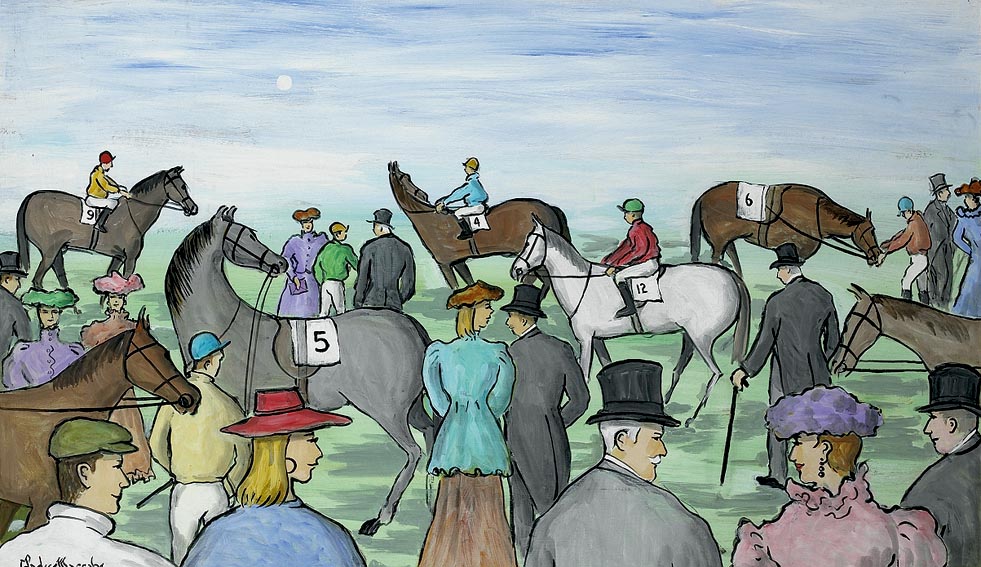 PARADE RING, LADIES' DAY, PUNCHESTOWN, c.1907 by Gladys Maccabe MBE HRUA ROI FRSA (1918-2018) at Whyte's Auctions