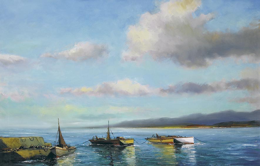 FISHING BOATS, PORTNOO, COUNTY DONEGAL by Norman J. McCaig sold for �4,000 at Whyte's Auctions